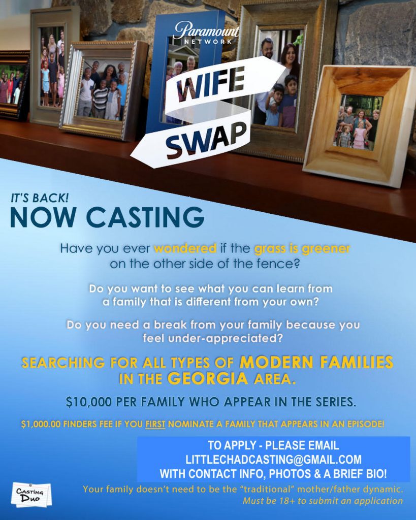 Wife Swap Casting Families In Georgia Auditions Free 