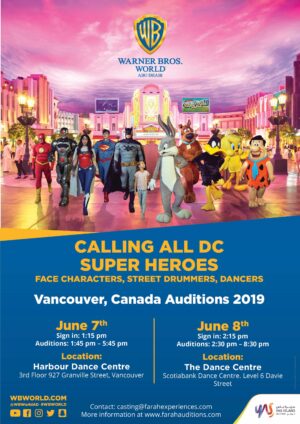 Open Auditions in Vancouver for Warner Bros. World Abu Dhabi