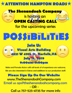 Read more about the article Acting Auditions in Virginia for “Possibilities” – Open Call