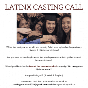 Casting LatinX Adult School Graduates in Los Angeles for Commercial
