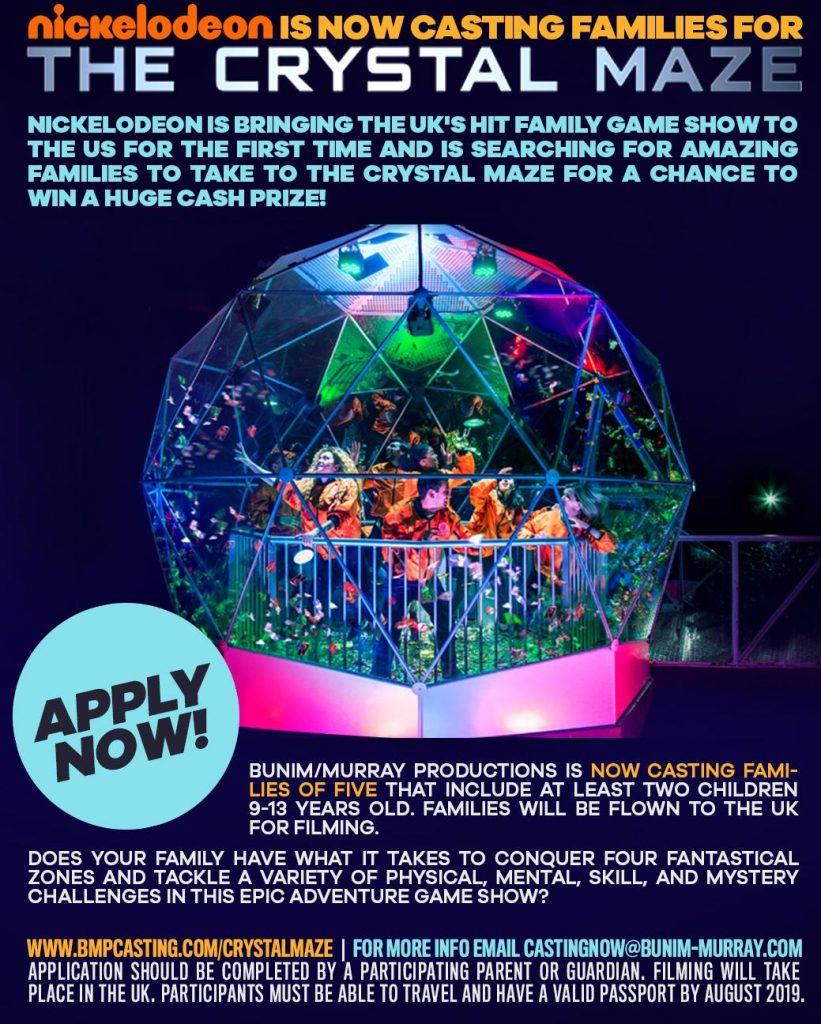 Get on A Nickelodeon Show, Audition for Crystal Maze | Auditions Free