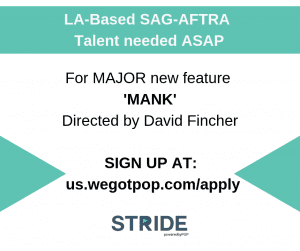 SAG-AFTRA Extras Casting Call in LA for David Fincher Movie “Mank”