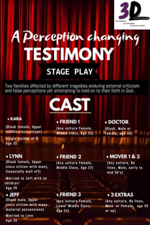 Open Auditions in King of Prussia, PA for Stage Play “A Perception Changing Testimony”