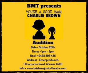 Read more about the article Auditions in North Brisbane, Queensland, Australia for “You’re A Good Man Charlie Brown”