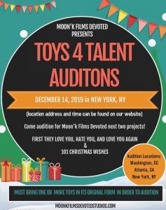 Read more about the article Auditions in NYC for Several Indie Film Roles
