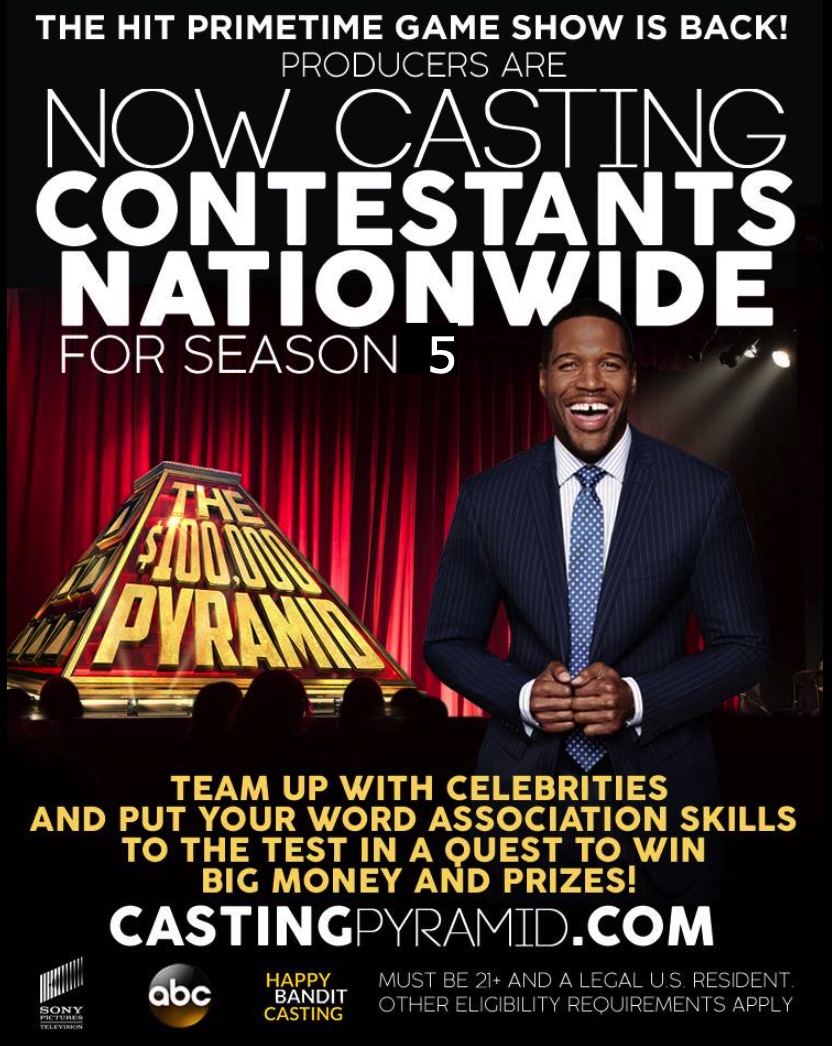 Read more about the article CASTING: SEASON 5 of ABC’s hit show “THE $100,000 PYRAMID”