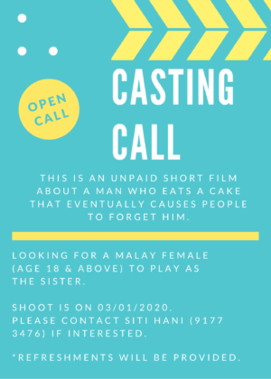 Auditions in Singapore for short Student Film “Raspberry”