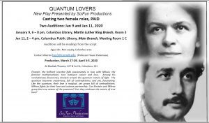 Theater Auditions In Columbus, Ohio for “Quantum Lovers”