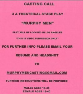Read more about the article Theater Actors in Los Angeles for Stage Play “Murphy Men”