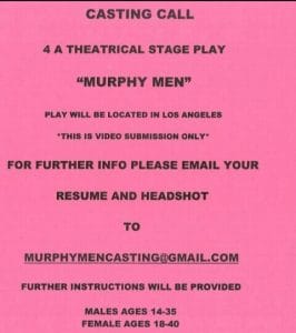 Read more about the article Theater Actors in Los Angeles for Stage Play “Murphy Men”