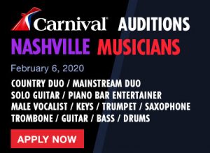 Carnival Cruises Hosting Musician Auditions in Nashville
