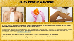 Read more about the article Casting People Needing Hair Removal in L.A. for Docu-Series