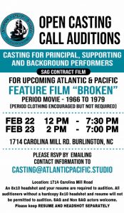 Read more about the article Open Casting Auditions in Burlington, NC