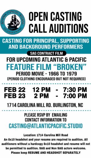 Open Casting Auditions in Burlington, NC