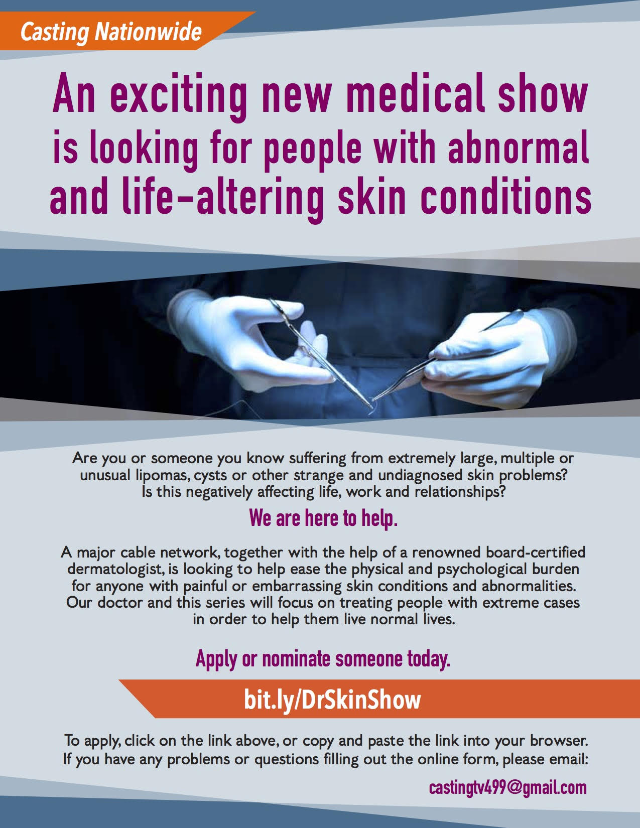 Read more about the article Nationwide Casting Call for Dr. Skin Show – People With Skin Issues