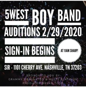 Singer / Boy Band Auditions in Nashville, TN