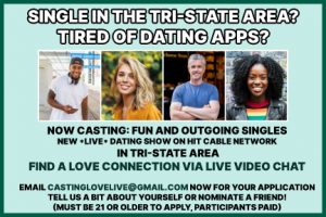 Video Auditions for Singles in NY Tri State Are and Pennsylvania for New Dating Show