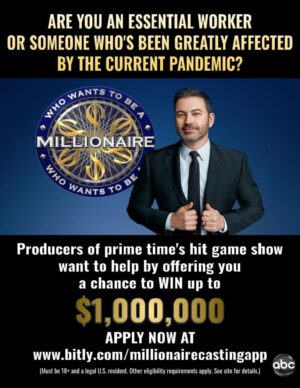 Casting Call in California for Who Wants To Be A Millionaire