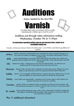 Auditions in Lancing Michigan for Student Movie “Varnish”