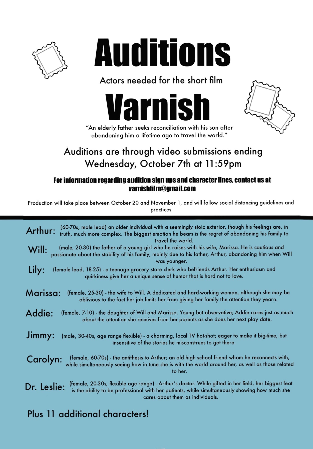 Read more about the article Auditions in Lancing Michigan for Student Movie “Varnish”