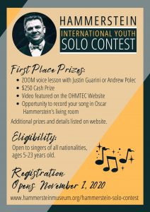 Read more about the article Online Singing Auditions for Hammerstein International Youth Solo Contest