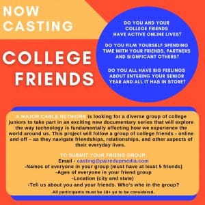 Read more about the article Casting Diverse Groups of College Friends for Docu-Series