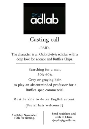 Student Film Casting Call in Provo Utah for BYU Project