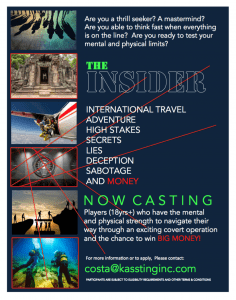 Read more about the article Casting Adventurous People Nationwide for “The Insider” Competition Reality Show