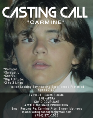 Child Actor Auditions, Ages 10 to 12, in Fort Lauderdale Florida for Small Speaking Role