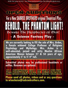 Read more about the article Theater Auditions in New York for “BEHOLD, The Phantom Light”