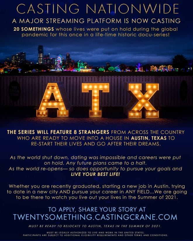 Reality Show Casting Young Adults Ready To Move To Austin Auditions Free