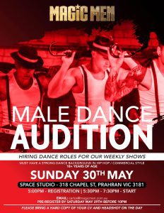 Read more about the article Male Dancer Auditions in Melbourne, Victoria, Australia