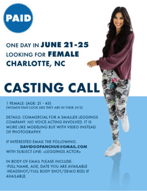 Model in Charlotte, NC for Leggings Commercial