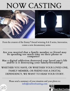 Read more about the article Nationwide Reality Casting Call for People With Online Addiction