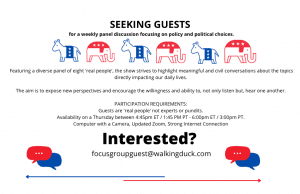 Read more about the article Guests for Televised Focus Group about Politics