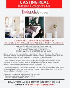 Read more about the article Casting Actual Interior Designers in Raleigh, Durham or Chapel Hill, NC