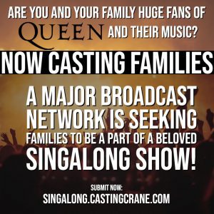 Read more about the article Casting Huge Fans of Queen for a Sing a long / Lip Sync Show Special