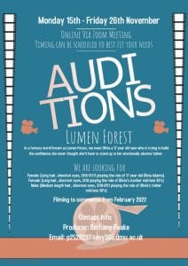 Read more about the article Student Film Auditions in Leicester, UK for “Lumen Forest”