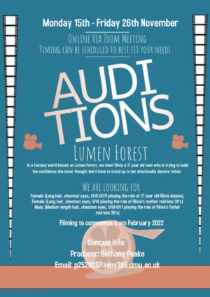 Student Film Auditions in Leicester, UK for “Lumen Forest”
