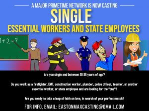 Read more about the article Casting Essential Workers and State Employees for New Dating Show