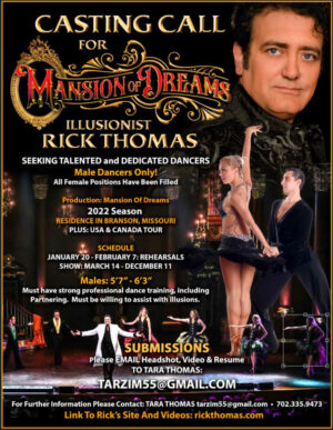 Male Dancer Auditions in Branson, Missouri for Live Shows