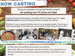 Casting Call in New York / Tri-State Area for Cooking Show “Recipe Rescue”
