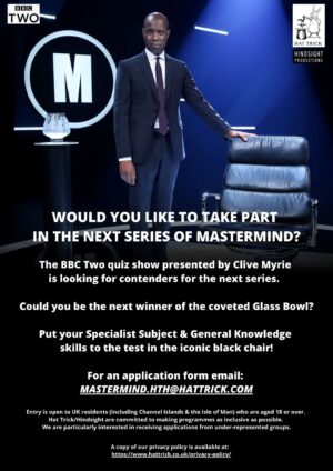 Casting Call for Game Show Mastermind in the UK
