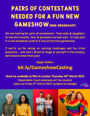 Casting Call in London for Gameshow Pilot