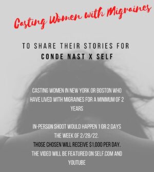 Casting Call in Boston & NYC for Women With Migraines