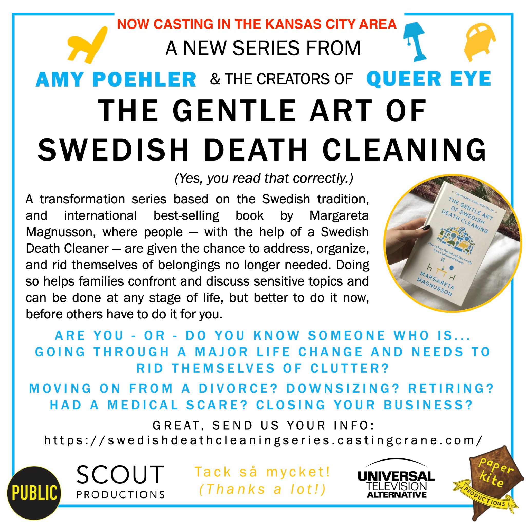 Read more about the article Casting Call in Kansas City for New Amy Poehler Home Organizing Show “The Gentle Art of Swedish Death Cleaning”