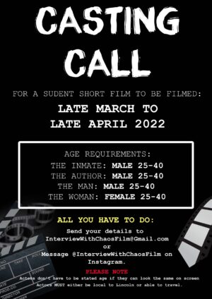Casting Multiple Roles for Student Film in Lincolnshire, England.