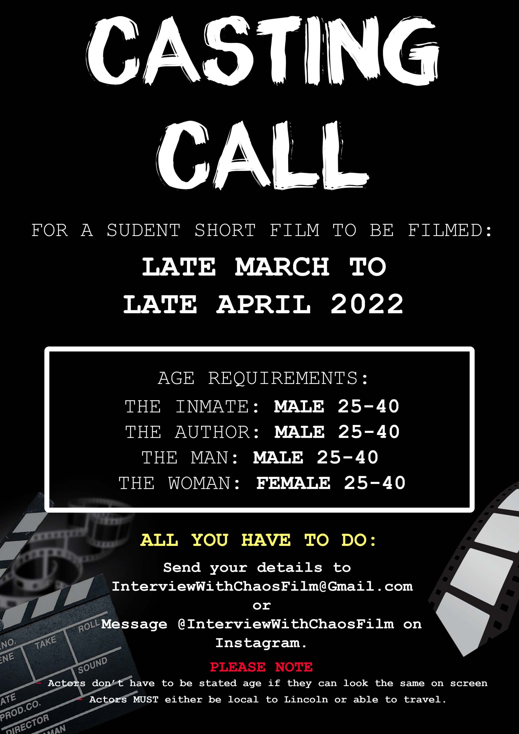 Read more about the article Casting Multiple Roles for Student Film in Lincolnshire, England.