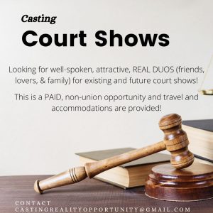 Casting Groups of 2 For Upcoming Court Shows