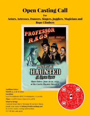 Auditions in Los Angeles for “How the West Was Haunted” – A Magic Show in a Play